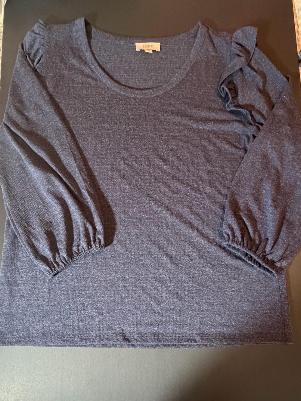 LOFT Navy Long Sleeve Scoop Neck Top